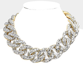Stone Embellished Chunky Chain Necklace