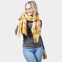 Plaid Check Oblong Scarf