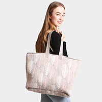Feather Patterned Tote Bag