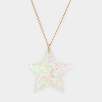 Glittered Star Pendant Necklace