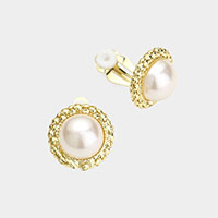 Pearl Accented Clip On Earrings