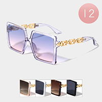 12PCS - Decorative Legs Square Frame Sunglasses
