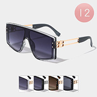 12PCS - Tinted Lens Aviator Sunglasses