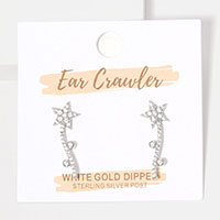 White Gold Dipped Stone Paved Star Ear Crawlers