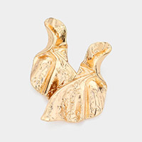 Abstract Textured Metal Clip On Earrings