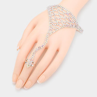 Crystal Rhinestone Accented Hand Chain Evening Bracelet