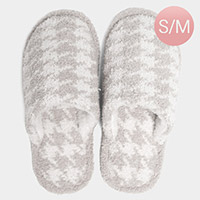 Houndstooth Check Print Soft Home Indoor Floor Slippers