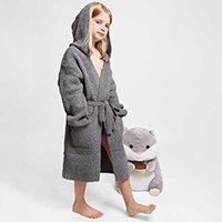 Kids Solid Color Hooded Cozy Robe