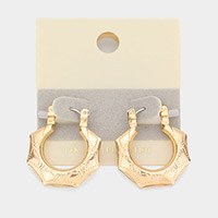 14K Gold Filled Textured Metal Hoop Pin Catch Earrings