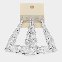 14K White Gold Filled Oversized Textured Metal Pin Catch Earrings