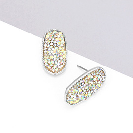 Glitter Stone Oval Stud Earrings