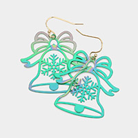 Christmas Bell Metal Cutout Dangle Earrings