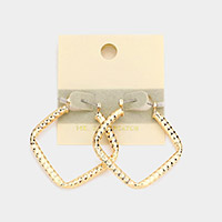 14K Gold Filled Textured Metal Open Tilted Square Pin Catch Earrings