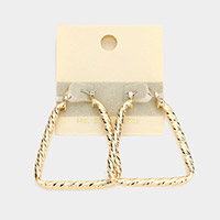 14K Gold Filled Textured Metal Open Trapezoid Pin Catch Earrings