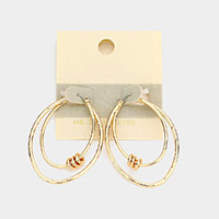 14K Gold Filled Textured Metal Open Double Teardrop Pin Catch Earrings