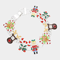 Enamel Christmas Theme Charm Magnetic Bracelet