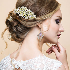 Pearl Accented Rhinestone Pave Hair Comb