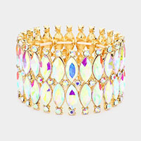 Marquise Stone Embellished Evening Bracelet