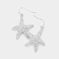 Rhinestone Paved Starfish Dangle Earrings