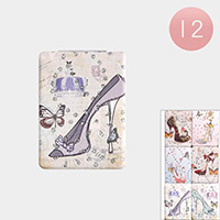 12PCS - High Heel Butterfly Printed Cosmetic Mirror