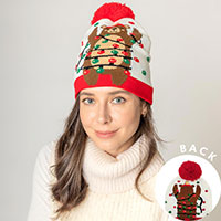 Christmas Bear Pom Knit Beanie Hat  