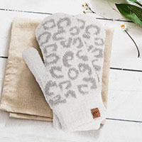 Soft Fuzzy Leopard Mitten Gloves