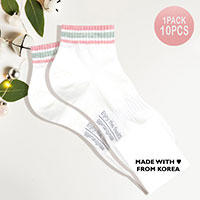 10Pairs - Stripe Pointed Socks