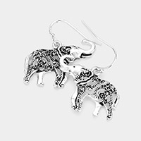 Antique Metal Elephant Dangle Earrings