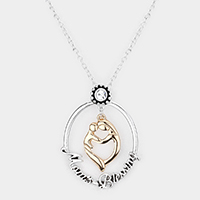 Moms Blessing Message Metal Pendant Necklace