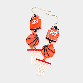 Acetate Basketball Uniform Ball Net Drop Down Earrings