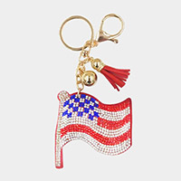 Bling American USA Tassel Keychain