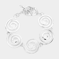 Metal Swirl Link Toggle Bracelet