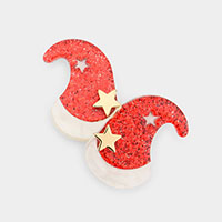 Glittered Santa Claus Hat Earrings