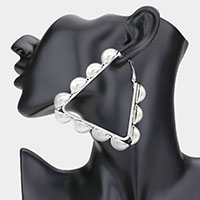 Pearl Trimmed Triangle Hoop Earrings