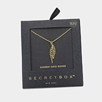 Secret Box _ 14K Gold Dipped Metal Leaf Pendant Necklace