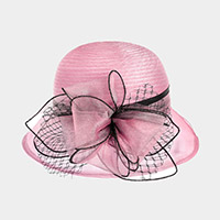 Contrast Trim Ribbon Organza Dressy Hat