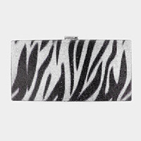 Zebra Patterned Bling Rectangle Evening Tote / Clutch / Crossbody Bag