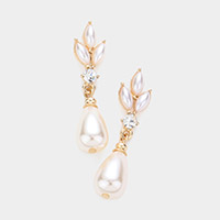 Floral Pearl Link Dangle Earrings