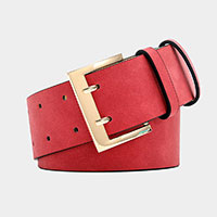 Double Hook Solid Faux Leather Belt