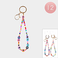 12PCS - Evil Eye Accented Beaded Keychains