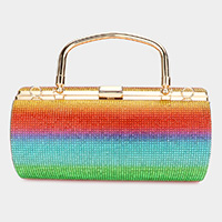 Colorful Rainbow Bling Cylinder Evening Tote / Crossbody Bag