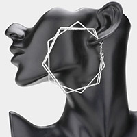 Triple Layered Metal Hexagon Hoop Earrings