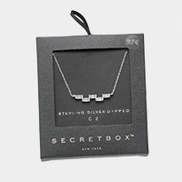 Secret Box _ Sterling Silver Dipped Geometric CZ Rectangle Pendant Necklace