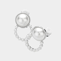 Pearl Embellished Open Circle Clip on Earrings