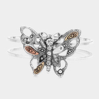 Stone Embellished Metal Butterfly Hinged Bracelet
