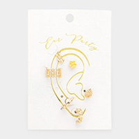 6PCS - Leaf Flower Metal Hoop Earrings