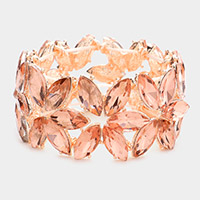 Floral Marquise Stone Cluster Stretch Evening Bracelet