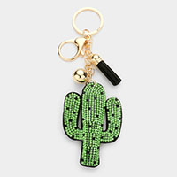 Bling Cactus Tassel Keychain