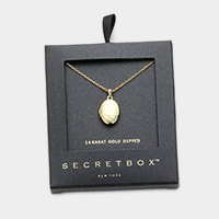 Secret Box _ 14K Gold Dipped Metal Oval Locket Pendant Necklace