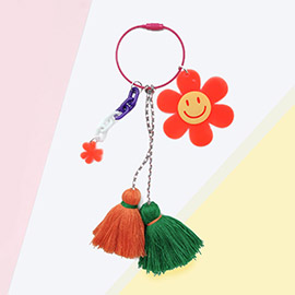 Smile Flower Tassel Bag Charm / Keychain
